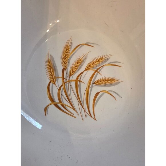 Vintage Homer Laughlin Golden Wheat Pattern Serving Bowls 2 Gold Trim 8.5" MCM - Picture 3 of 6